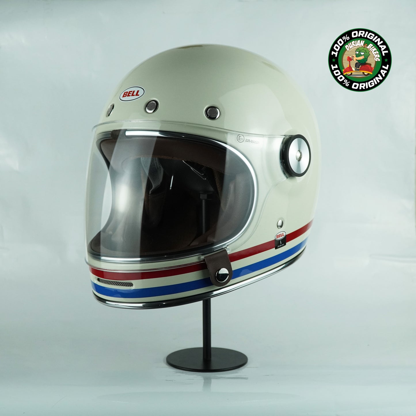 Bell Helmet Bullitt SE (Stripes Gloss Pearl White/OxBlood/Blue)