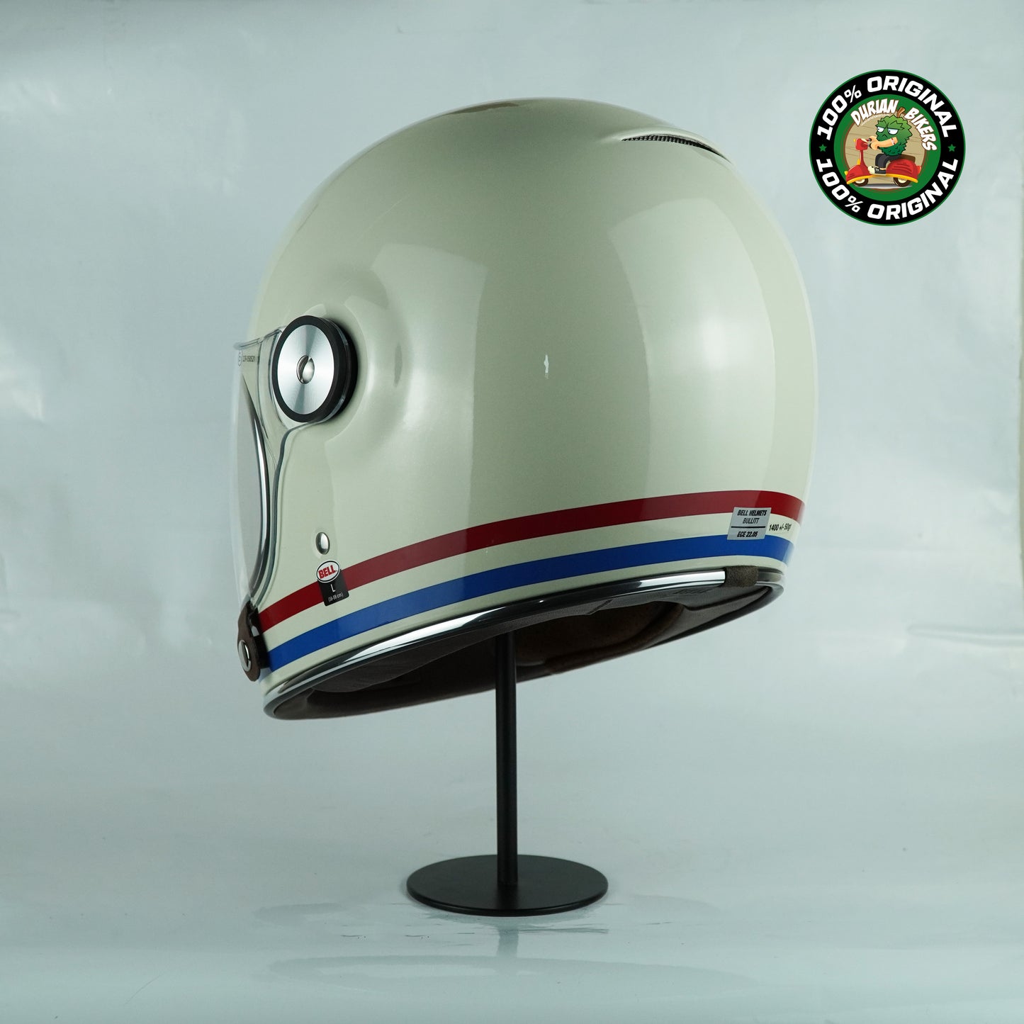 Bell Helmet Bullitt SE (Stripes Gloss Pearl White/OxBlood/Blue)