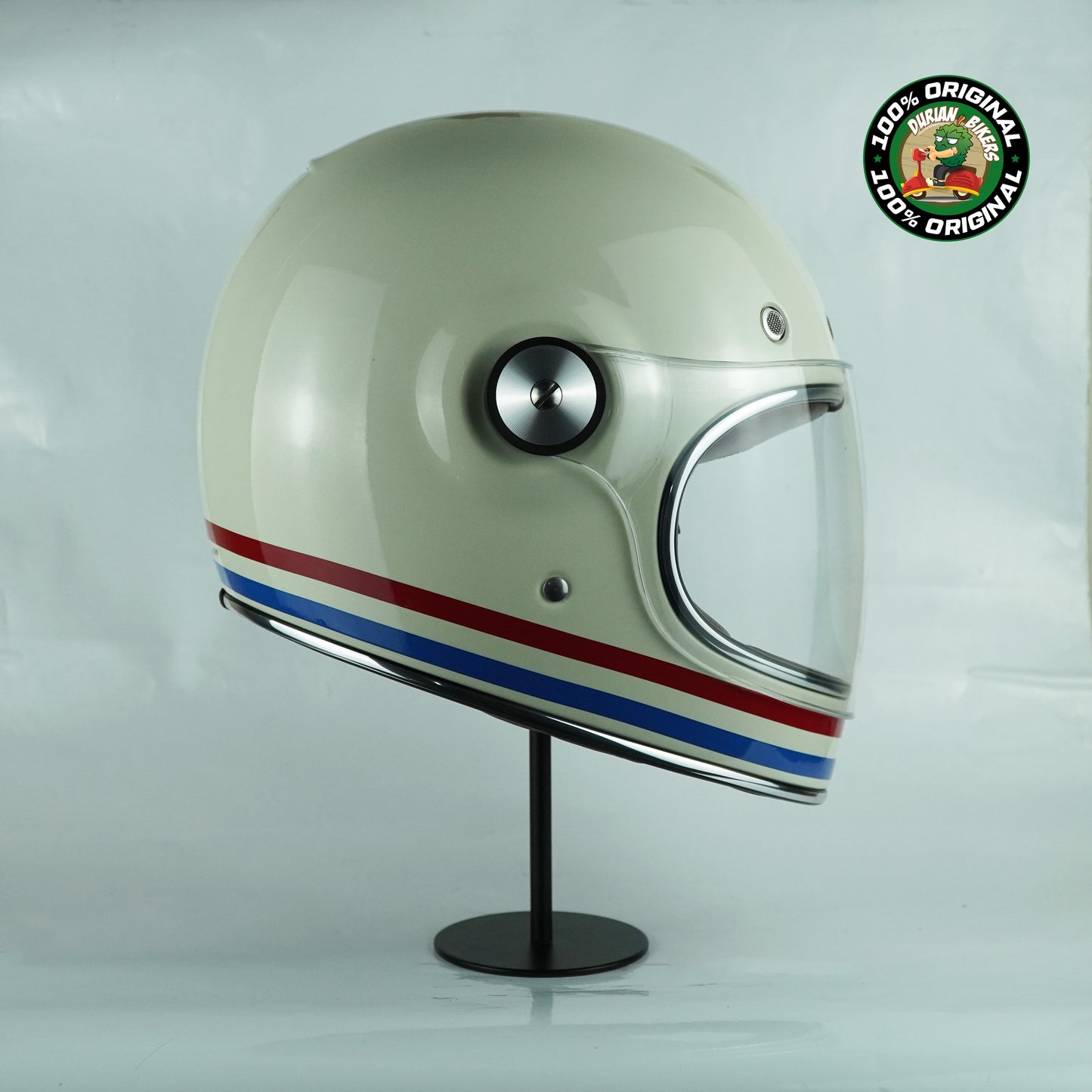 Bell Helmet Bullitt SE (Stripes Gloss Pearl White/OxBlood/Blue)