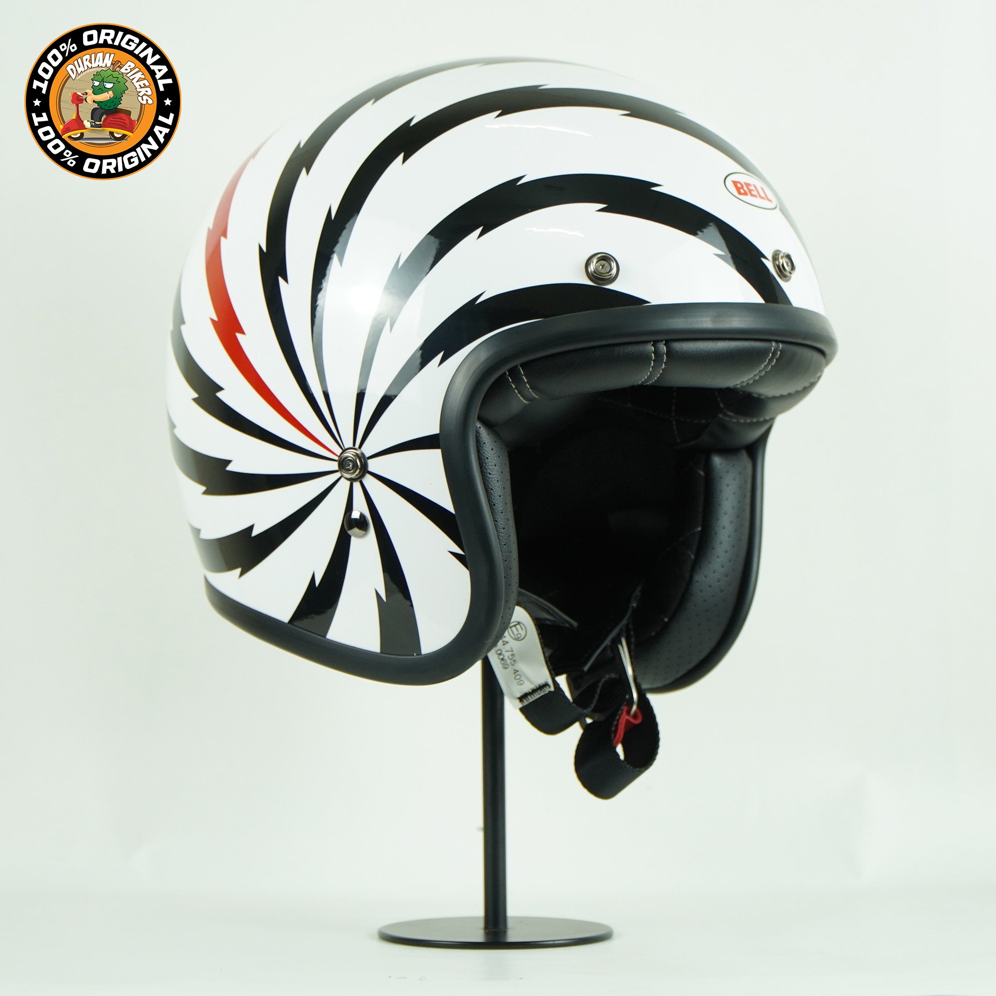 Bell Helmet Custom 500 (Vertigo Gloss White/Black/Red) – Durian Bikers