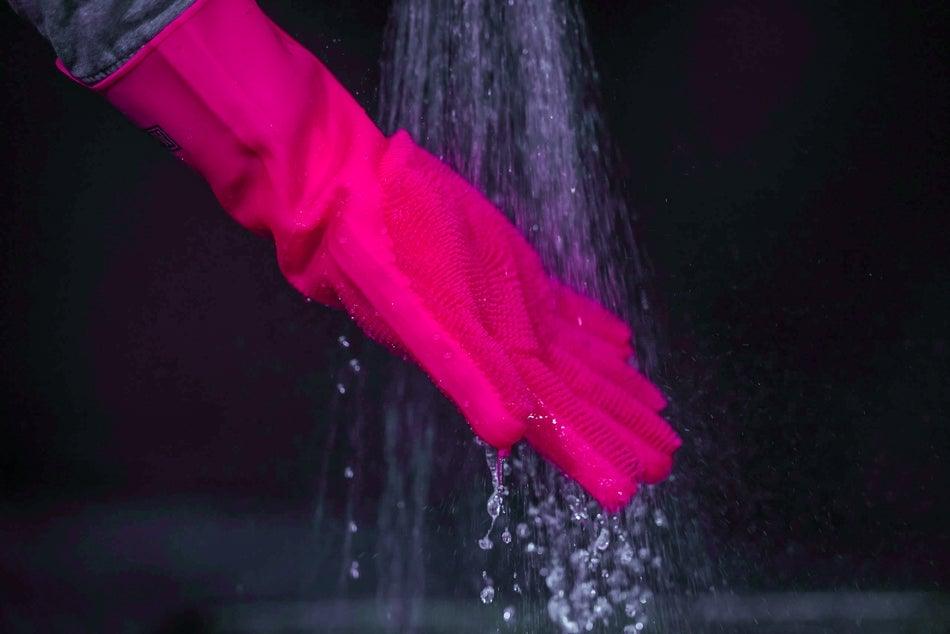 Muc Off Deep Scrubber Gloves (Pink) - Durian Bikers