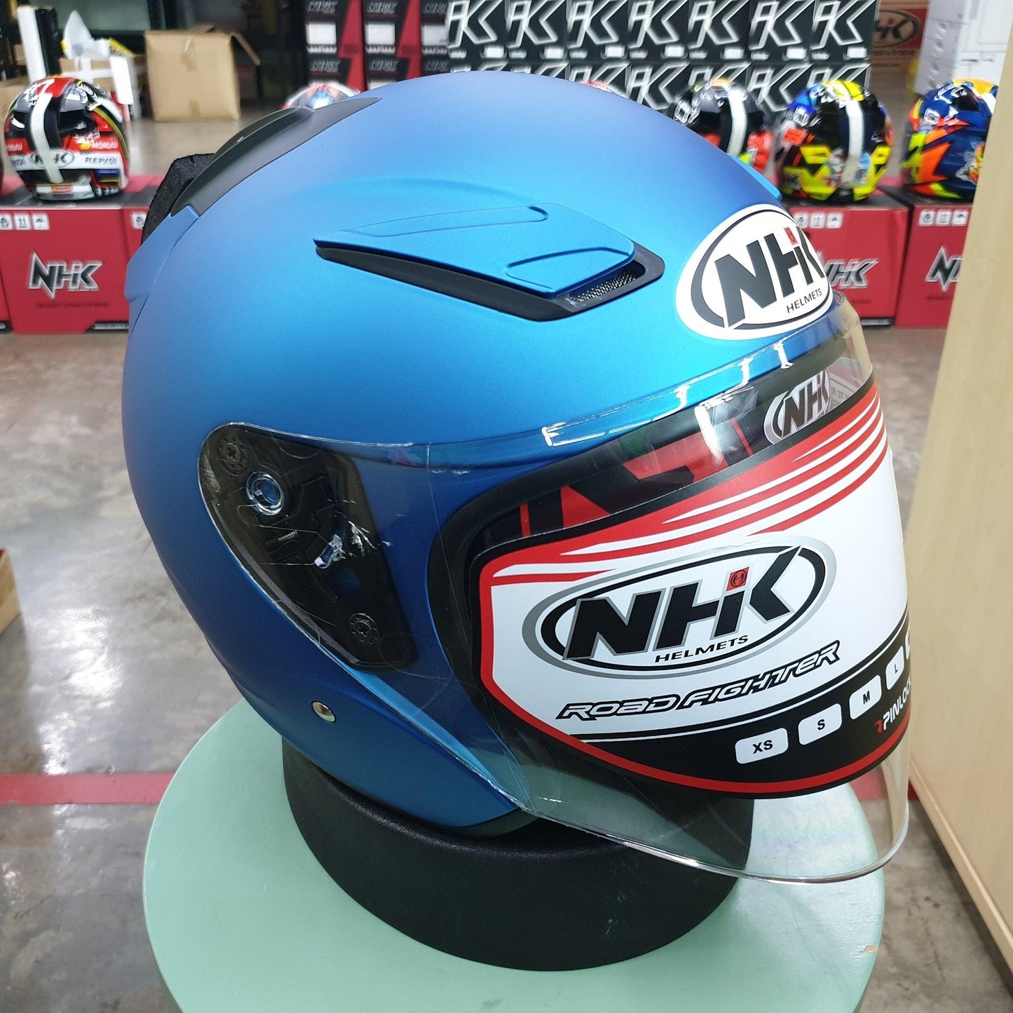 NHK Helmets R1 v2.0 Solid (Blue Doft Microlock) - Durian Bikers