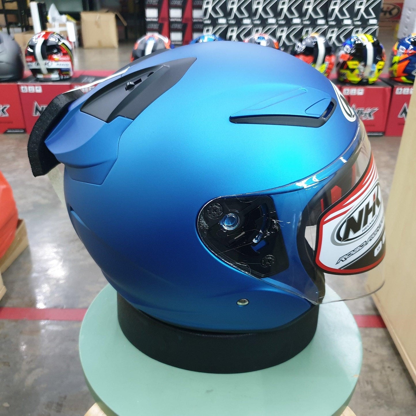 NHK Helmets R1 v2.0 Solid (Blue Doft Microlock) - Durian Bikers