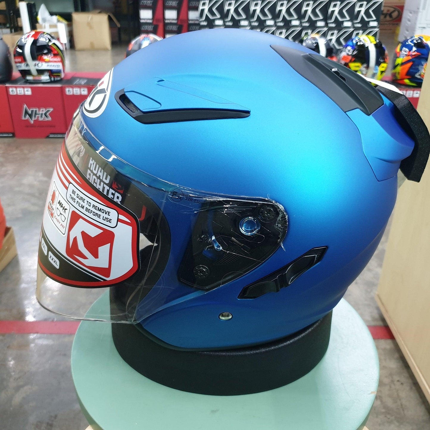 NHK Helmets R1 v2.0 Solid (Blue Doft Microlock) - Durian Bikers