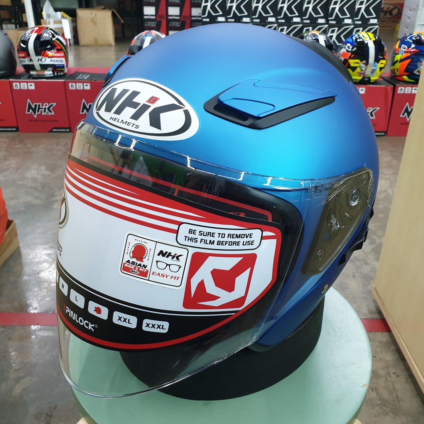 NHK Helmets R1 v2.0 Solid (Blue Doft Microlock) - Durian Bikers