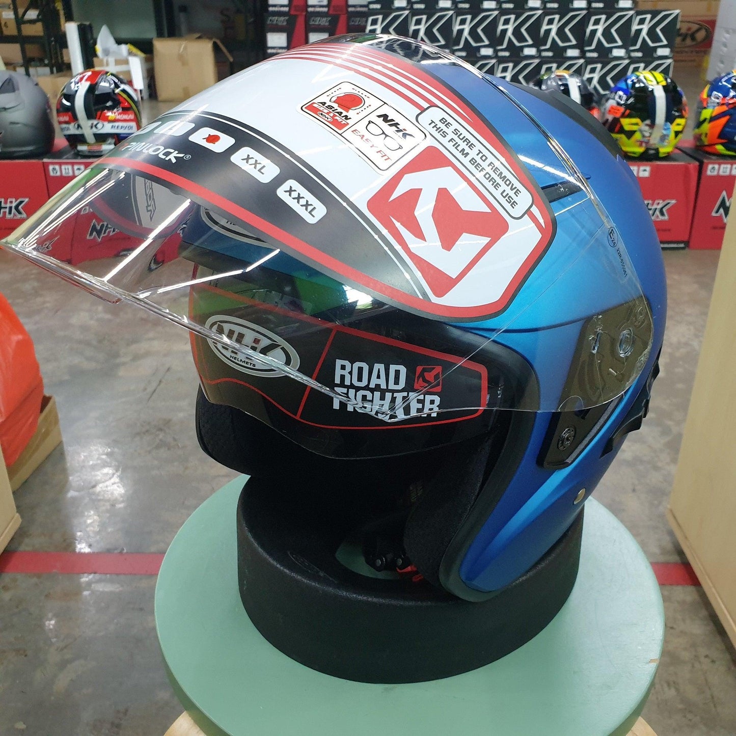 NHK Helmets R1 v2.0 Solid (Blue Doft Microlock) - Durian Bikers