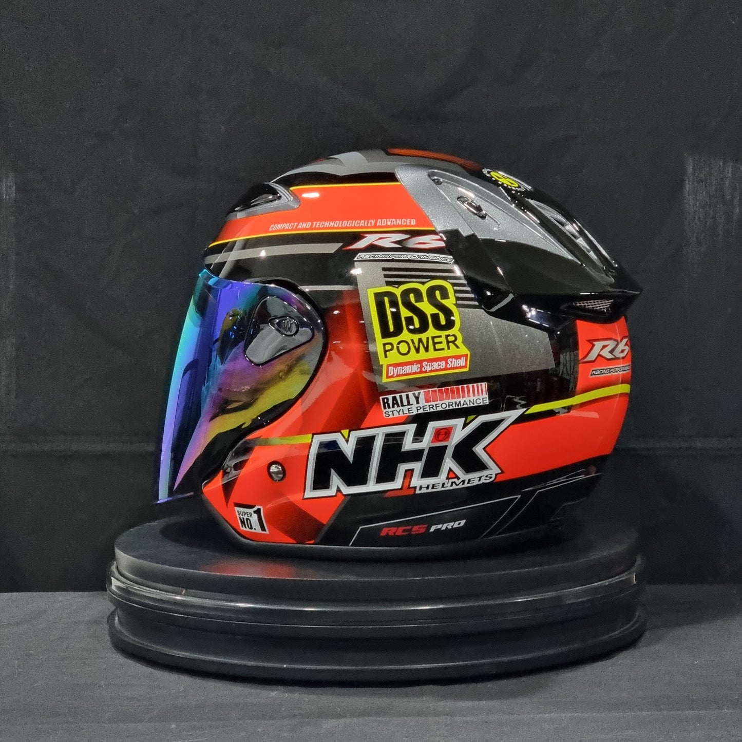 NHK Helmet R6 v2 Rally (Black/Orange Glossy)