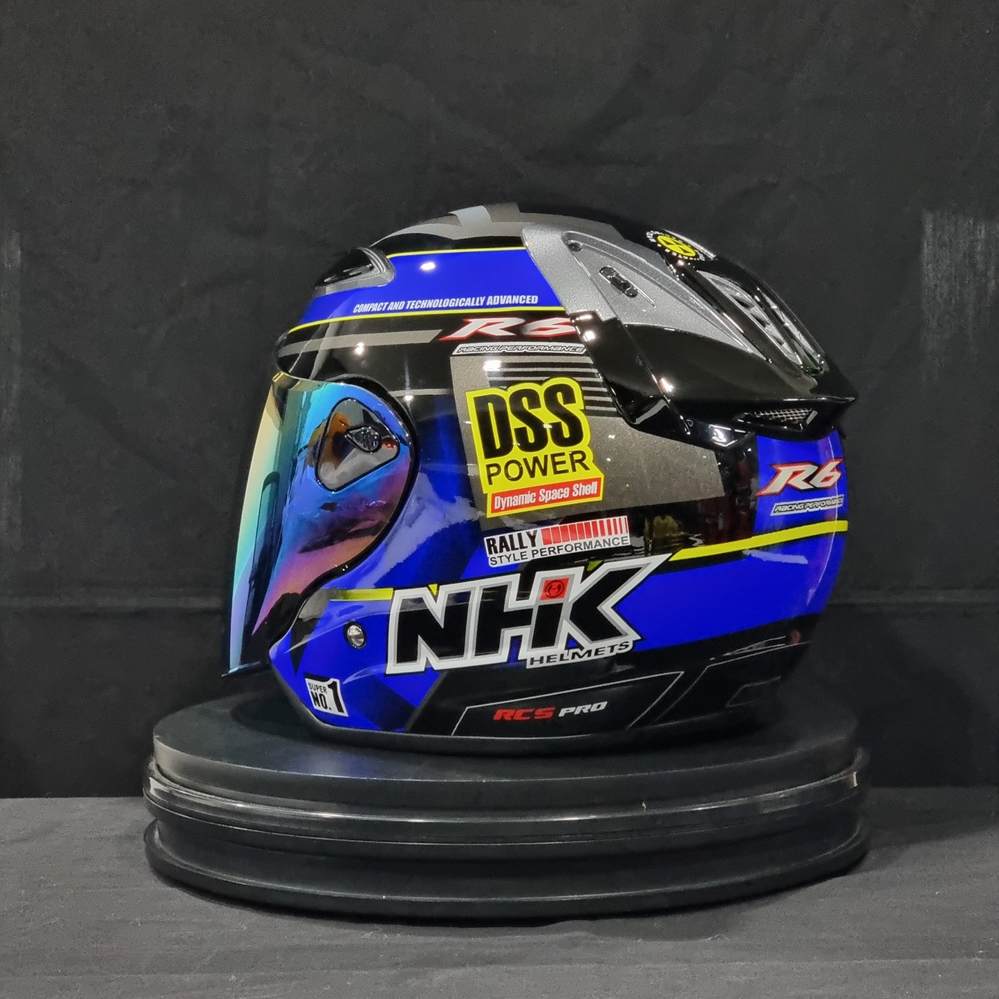 NHK Helmet R6 v2 Rally (Black/Blue Glossy)