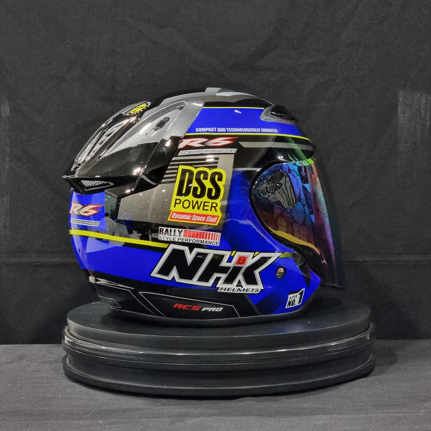 NHK Helmet R6 v2 Rally (Black/Blue Glossy)
