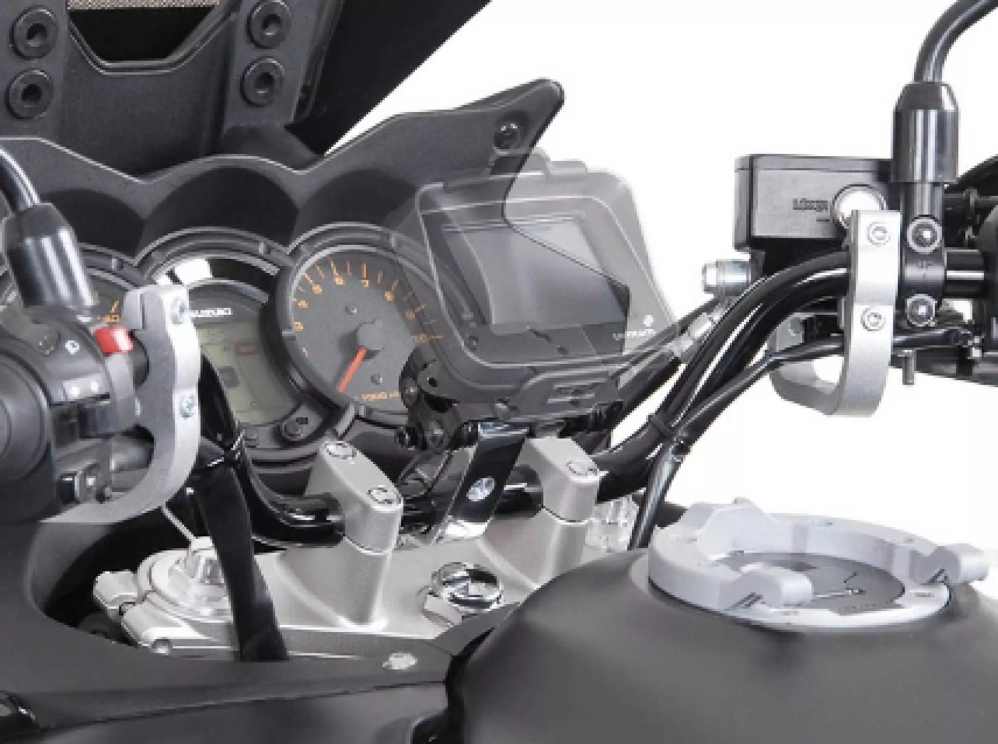 SW Motech GPS Mount with Handlebar Clamp for Ø 22 mm Handlebar (Vibration Damped Silver) - Durian Bikers