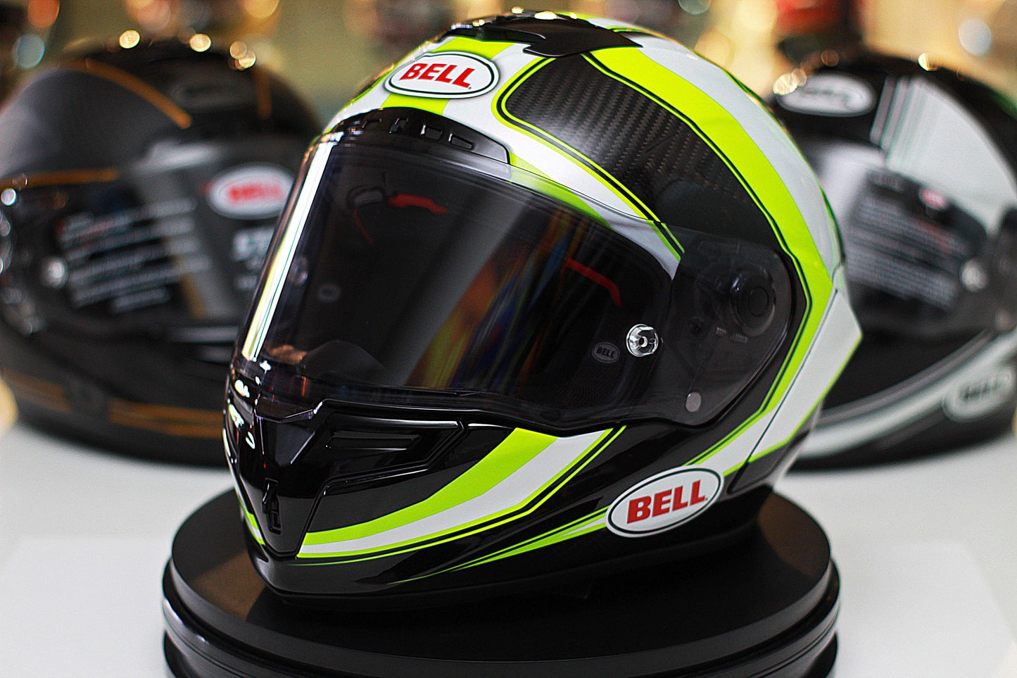 Bell Race Star (Sector White/Hi Viz Green) - Durian Bikers