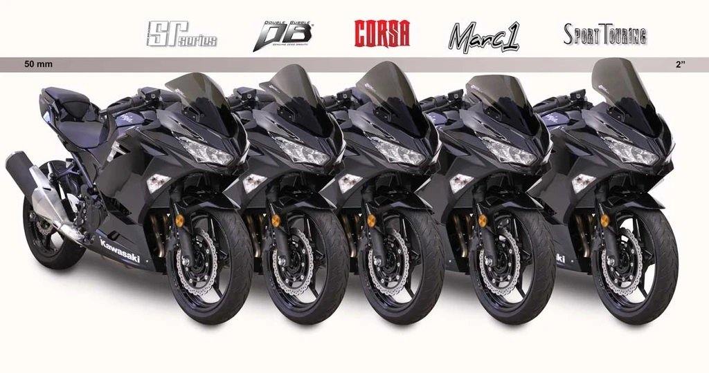 Zero Gravity Double Bubble Windscreen fits for Kawasaki Ninja 250R & Ninja 400 (Light Smoke) - Durian Bikers