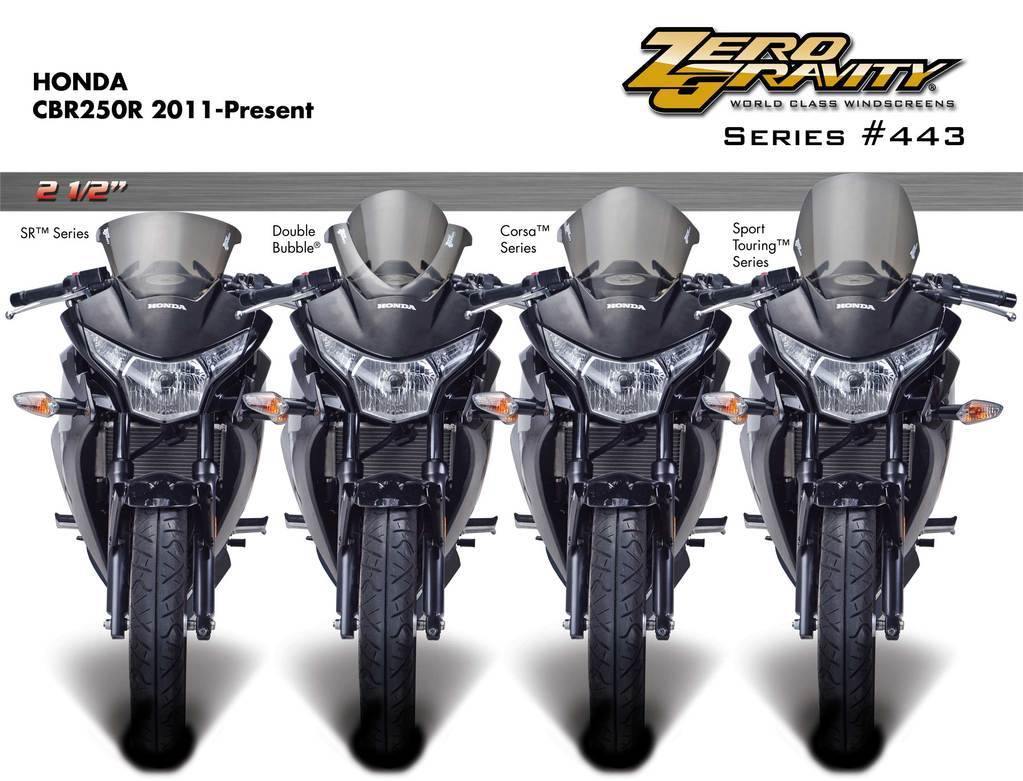 Zero Gravity Double Bubble Windscreen fits for Honda CBR 250R ('11-'13) (Light Smoke) - Durian Bikers