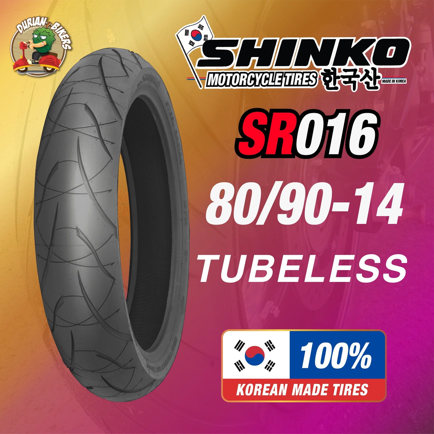 Shinko Tires SR016 Series (80/90-14) - Durian Bikers