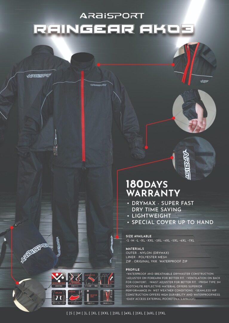 Araisport Raincoat AK03 - Durian Bikers