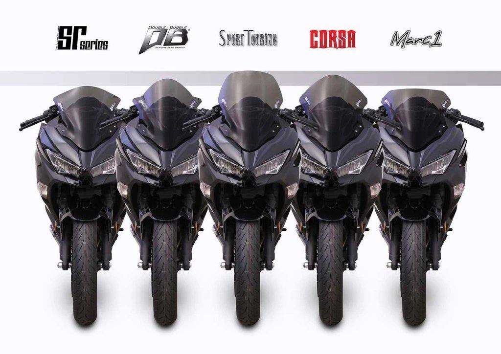 Zero Gravity Double Bubble Windscreen fits for Kawasaki Ninja 250R & Ninja 400 (Light Smoke) - Durian Bikers