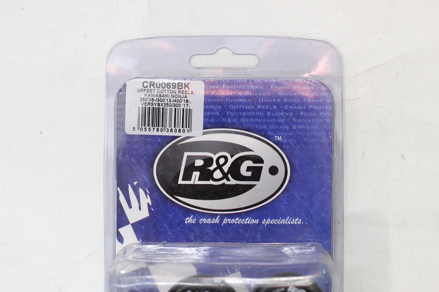 R&G Cotton Reels (Offset) fits for Kawasaki Ninja 250 ('08-) / Z250 / 300 ('13-) / Z300 / 250 / 400 ('18-) / 125 ('19-) / Versys-X 250 / 300 / Z125 ('19-) / Z400 / Z250 ('19-) - Durian Bikers