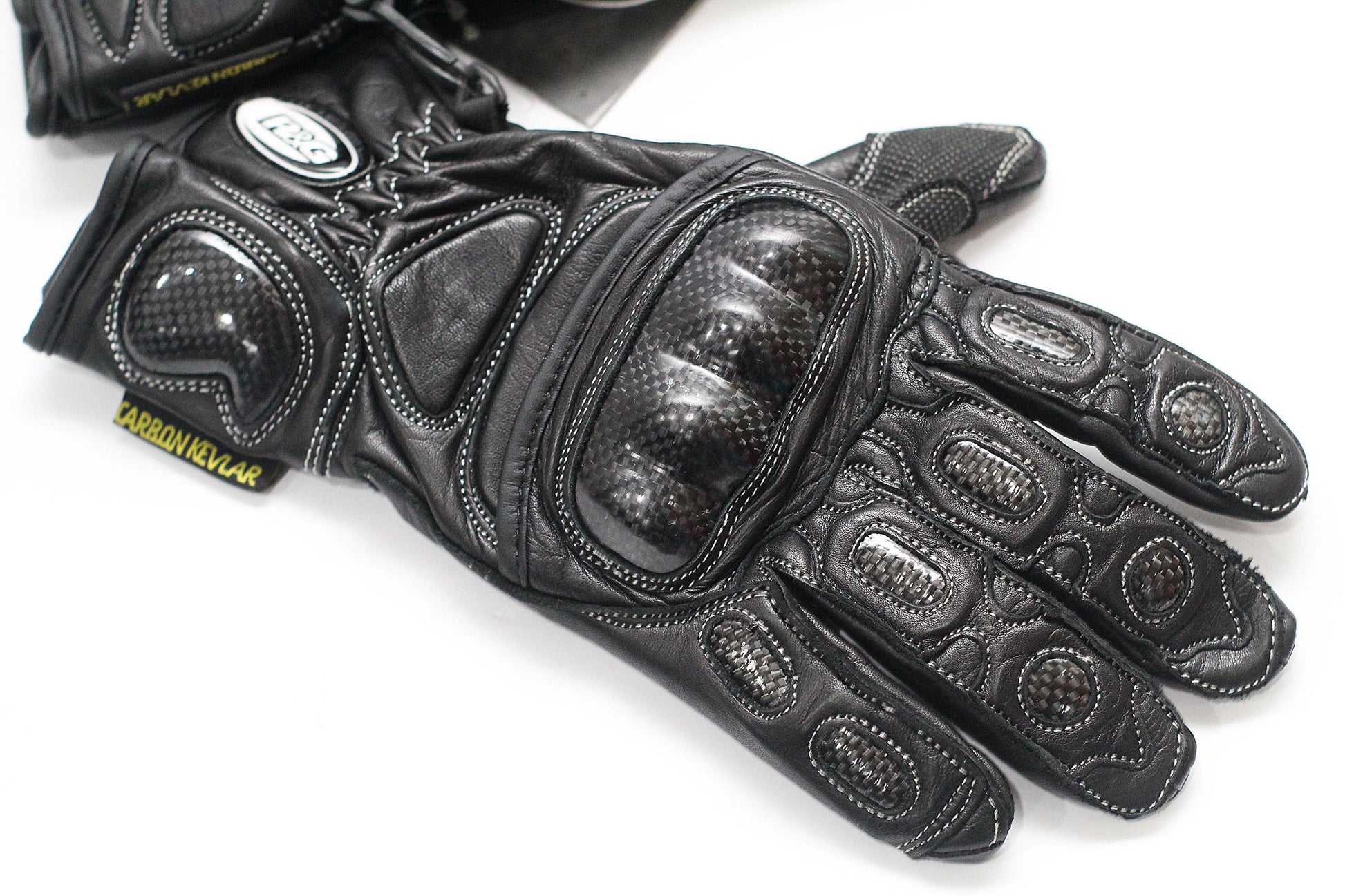 R&G Leather Deluxe Motorcycle Gloves (Black) - Durian Bikers