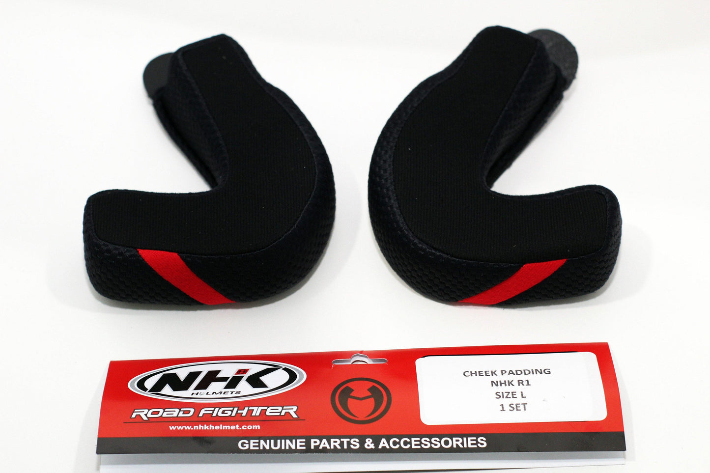 NHK R1 Cheekpads (New Button White) (Black) - Durian Bikers