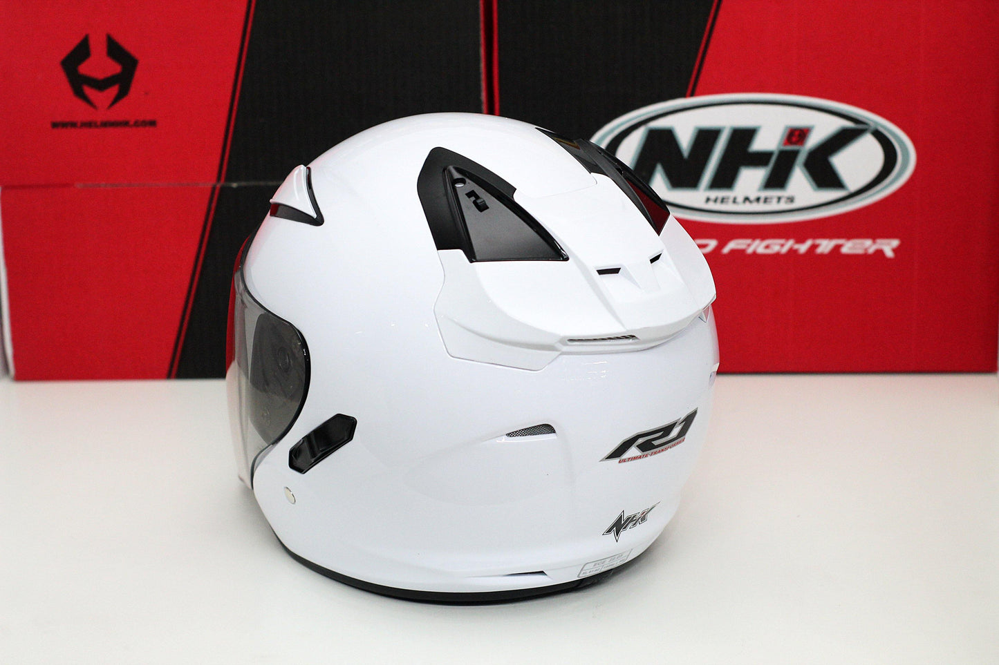 NHK R1 v2.0 Solid (White Glossy) (D-Ring) - Durian Bikers