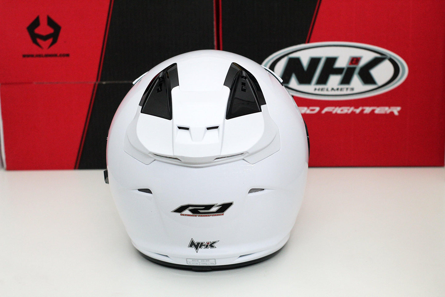 NHK R1 v2.0 Solid (White Glossy) (D-Ring) - Durian Bikers