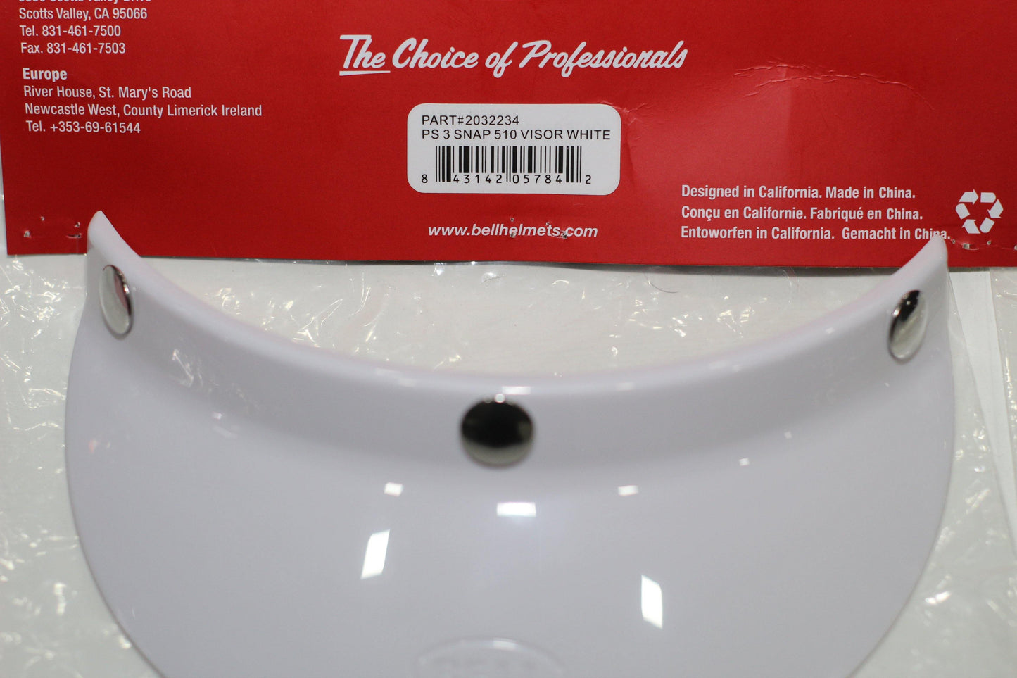 Bell PS-3 Snap Visor (Snap 510 White) - Durian Bikers