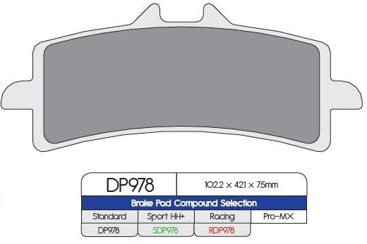 DP Brakes (RDP978) Brake Pads suitable for Brembo GSX, M4, M430, M50, GP4-RX, GP4-RS Calipers - Durian Bikers