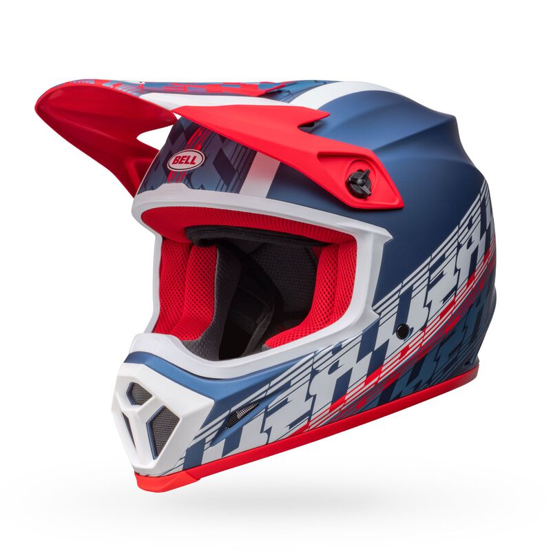 bell mips bike helmet red white and blue Bell Helmet MX-9 Mips (Offset Matte Metallic Blue/White) – Durian Bikers