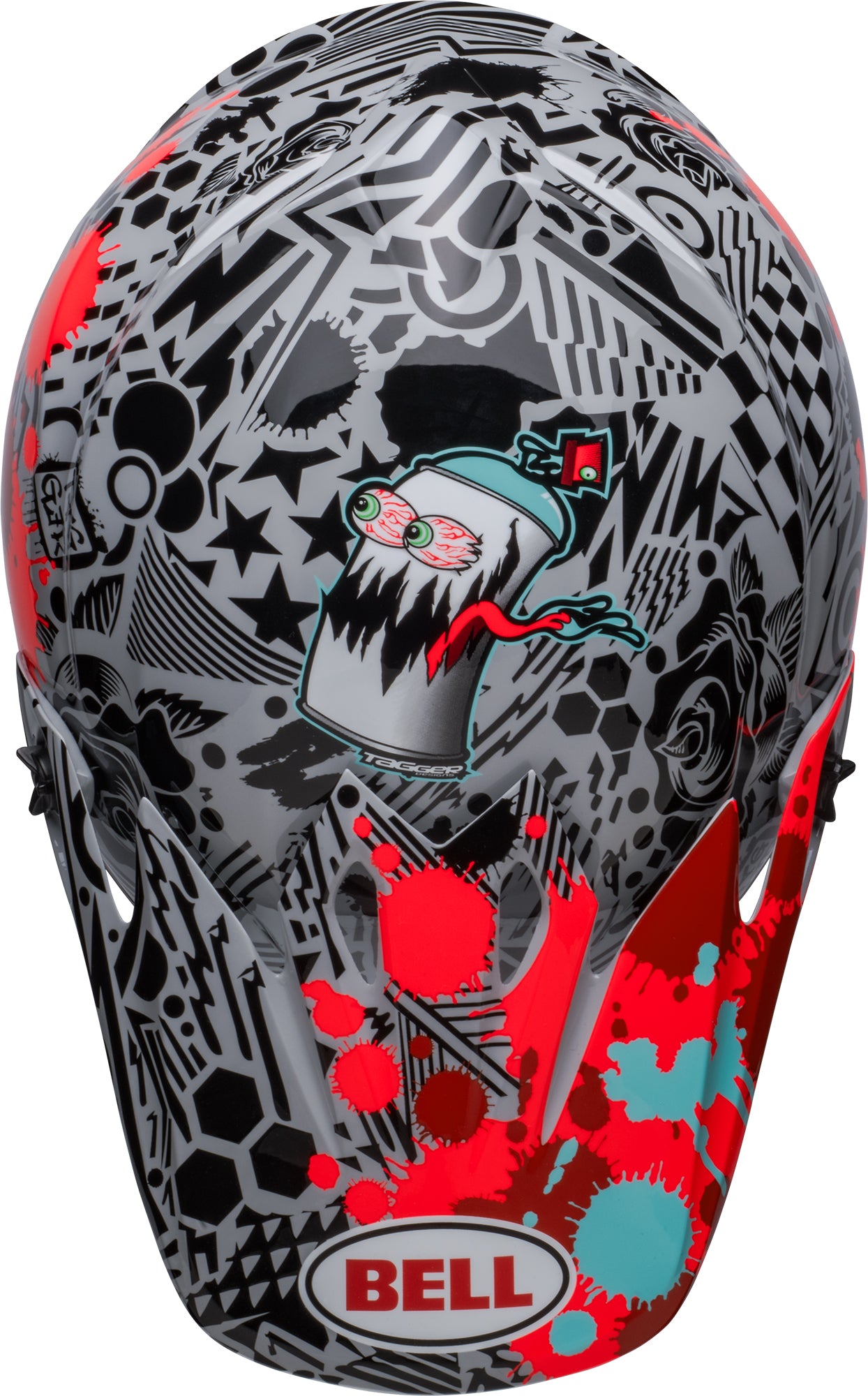 Bell Helmet MX-9 Mips (Tagger Splatter Bright Red/Gray)