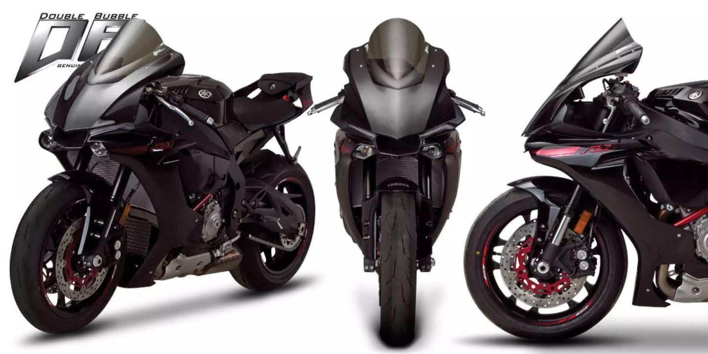 Zero Gravity Double Bubble Windscreen fits for Yamaha YZF R1M / R1 / R1S ('15-'18) (Light Smoke) - Durian Bikers