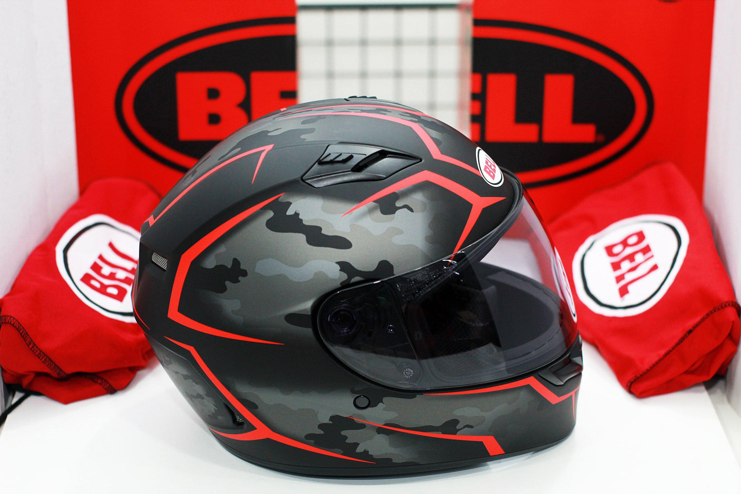 Bell Qualifier (Stealth Camo Matte Black/Red) - Durian Bikers
