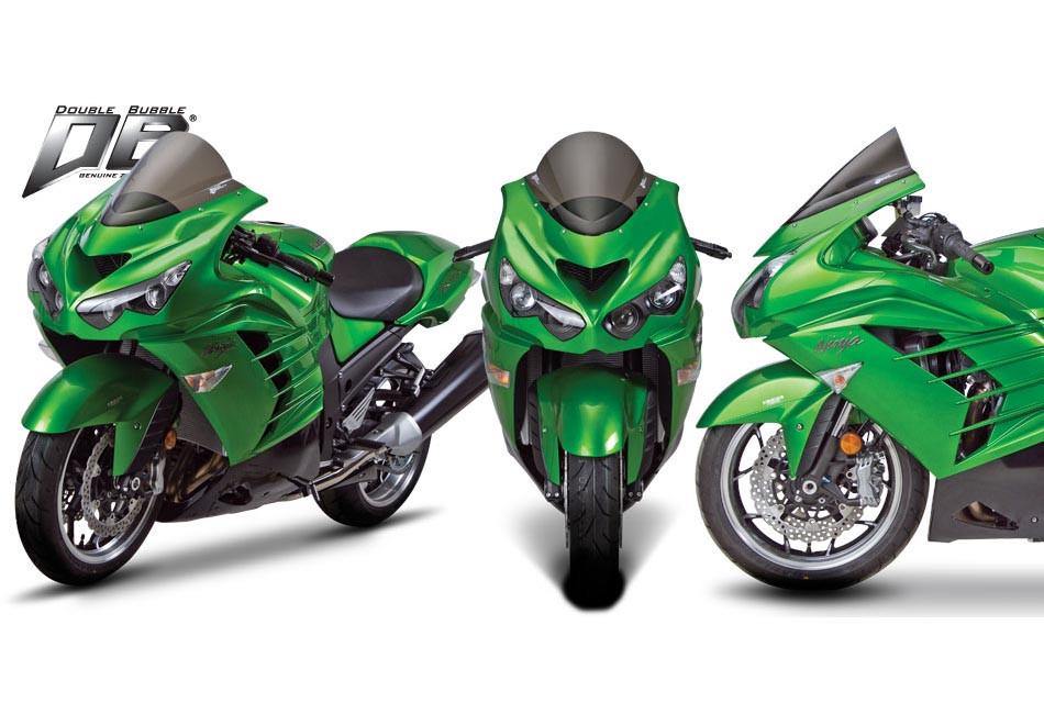 Zero Gravity Double Bubble Windscreen fits for Kawasaki ZX-14 / ZX-14R & ZZR1400 (Light Smoke) - Durian Bikers