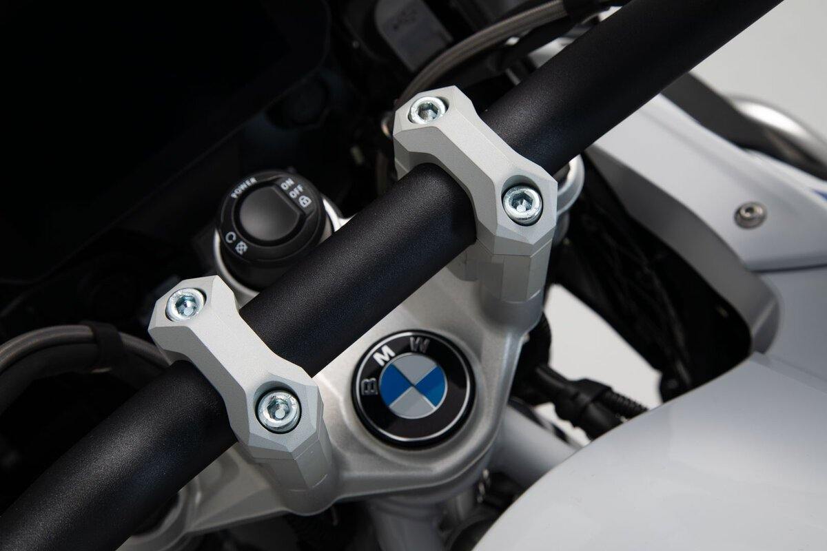 SW Motech Bar Riser (H=40 mm) fits for R1200GS LC / R1200GS Adv / R1200GS Rallye, R1250GS (Silver) - Durian Bikers