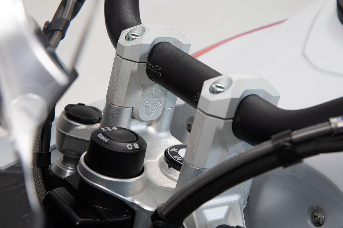SW Motech Bar Riser (H=40 mm) fits for R1200GS LC / R1200GS Adv / R1200GS Rallye, R1250GS (Silver) - Durian Bikers
