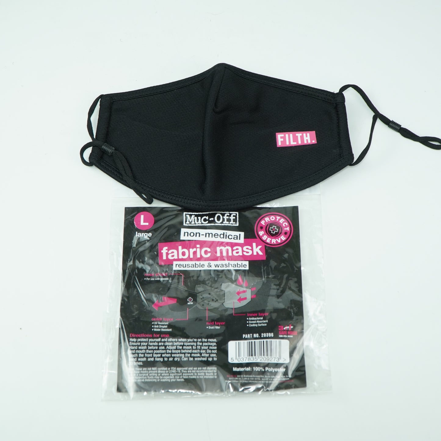 Muc Off Reusable Face Mask Black (Filth) (Large)