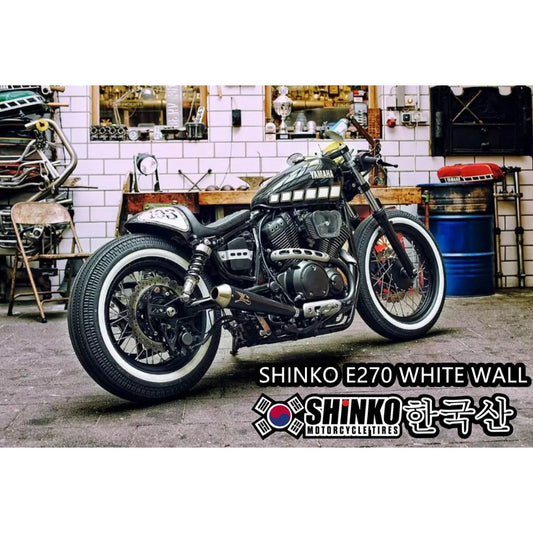 Shinko Tyres Series E270  Zig Zag WHITE WALL Super Classic Harley Davidson CafeRacer 3.0 4.0 4.5 5.0 16 18 19 21