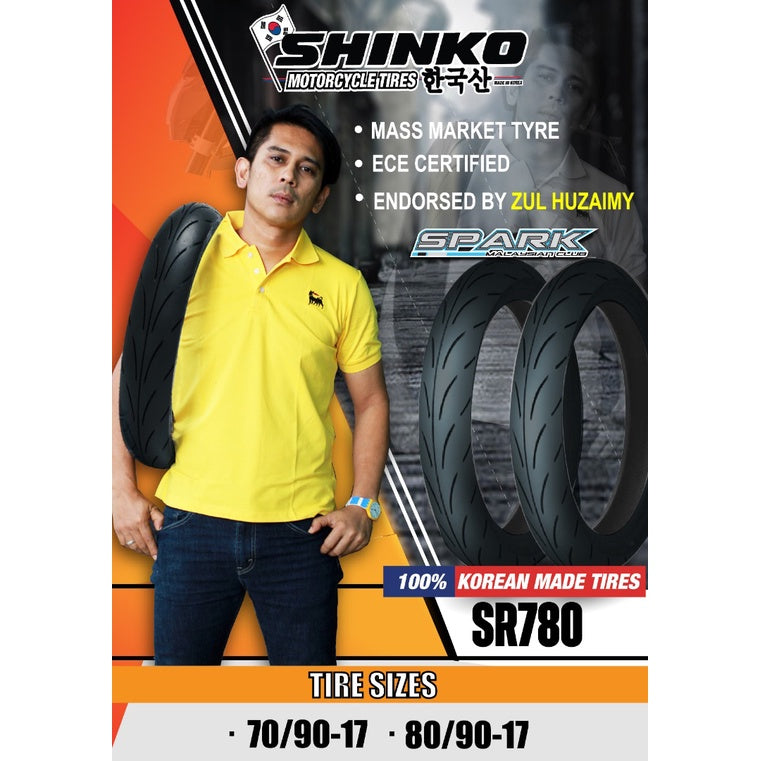 CLEARANCE Shinko Korea Tire Tyre Tayar  SR780 (70/90-17) (80/90-17) (90/80-17) (100/80-17) (110/70-17) FAST SHIPPING