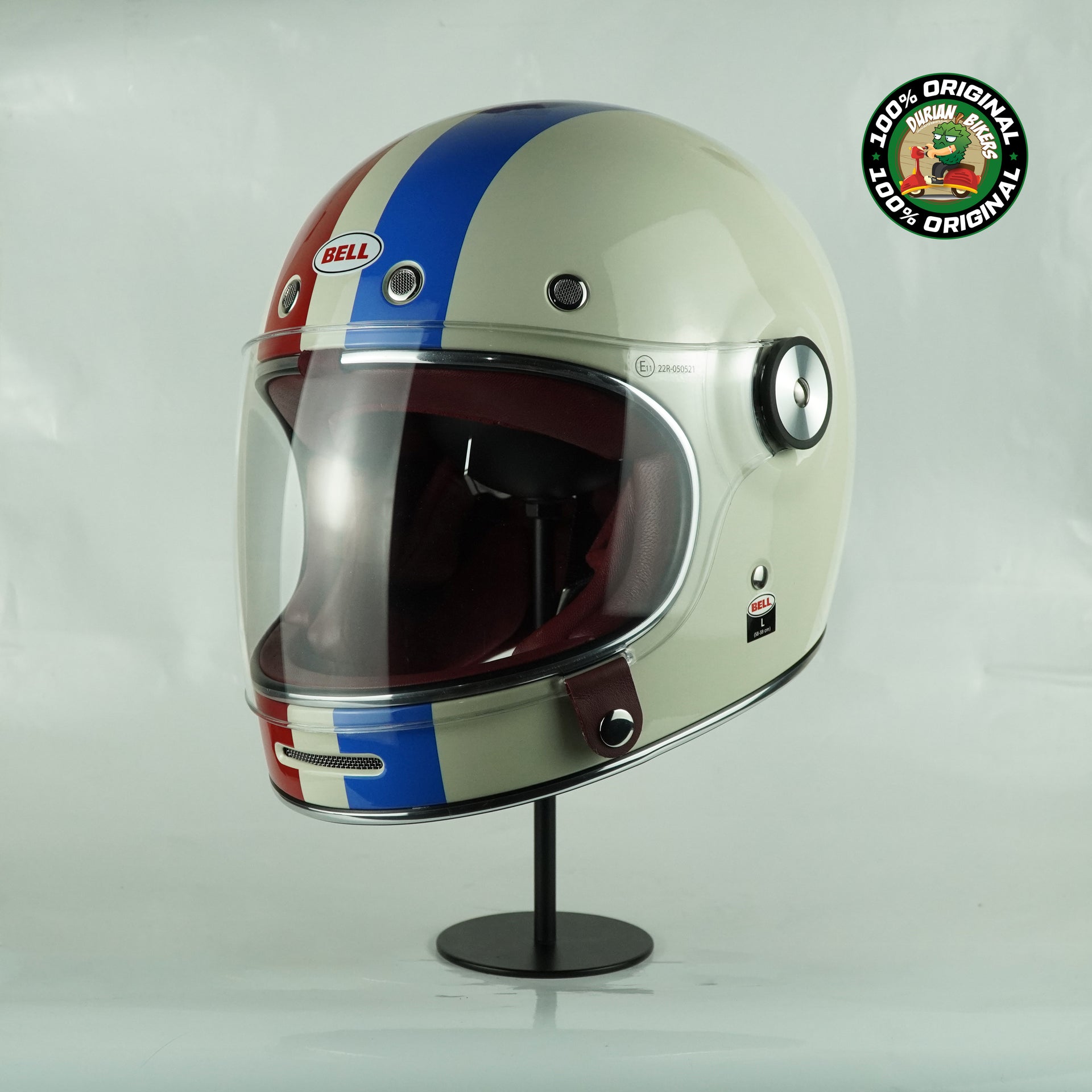 Bell Helmet Bullitt SE (Command Gloss Vintage White/OxBlood/Blue) – Durian  Bikers