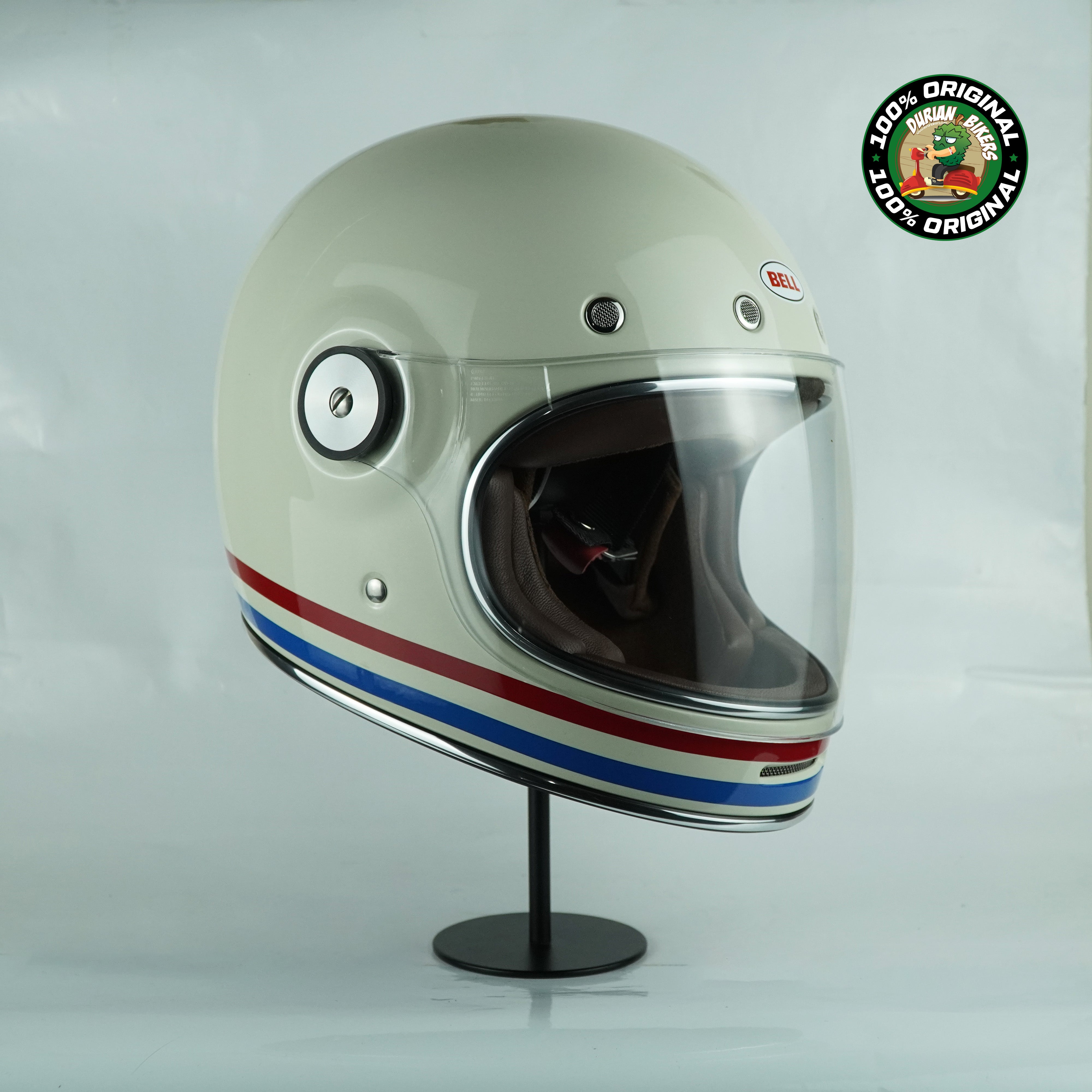 Bell Helmet Bullitt SE (Stripes Gloss Pearl White/OxBlood/Blue) – Durian  Bikers