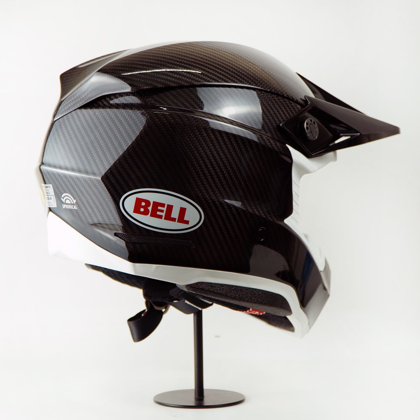 Bell Helmet Moto-10 Spherical (Carbon Gloss Black/White)