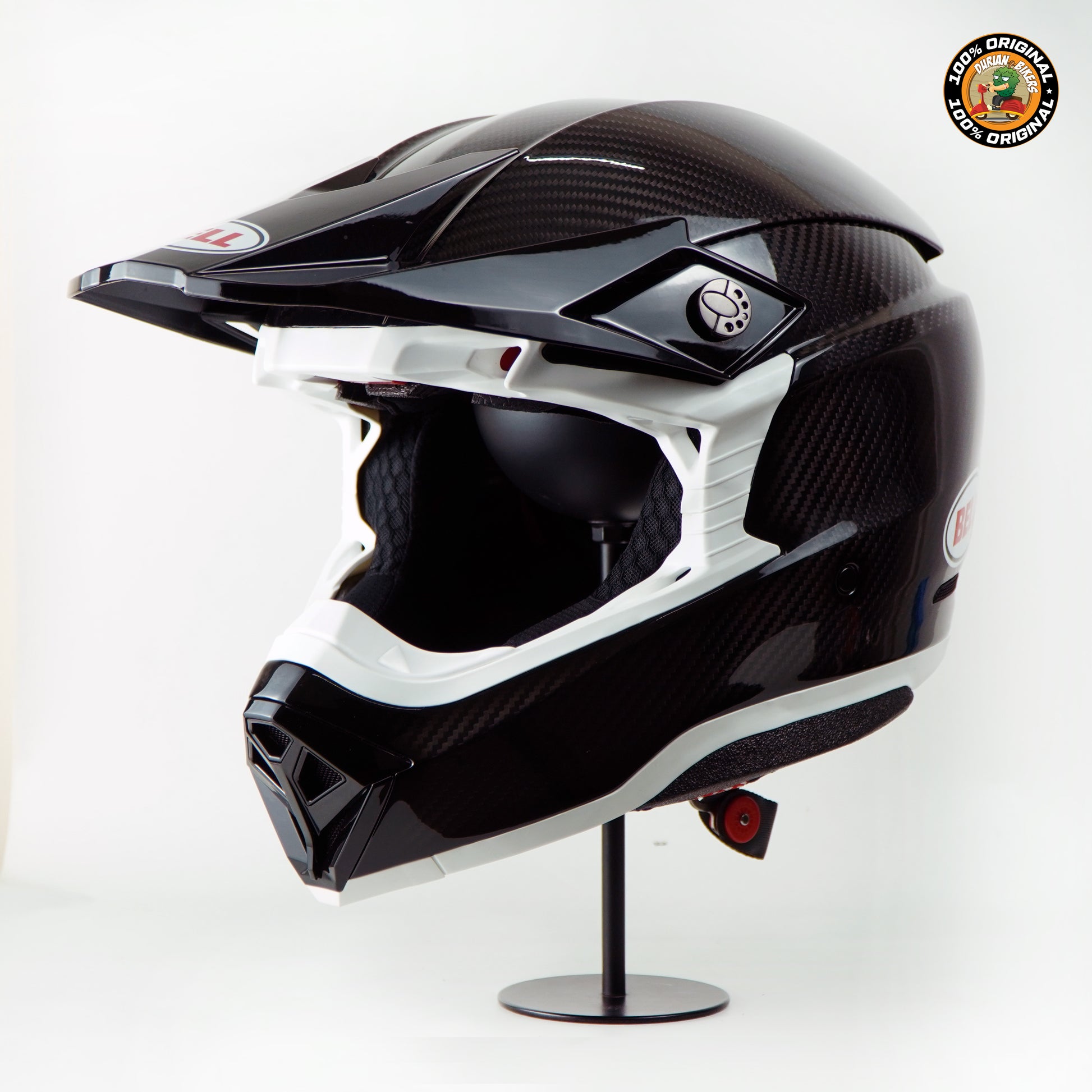 Bell Helmet Moto-10 Spherical (Carbon Gloss Black/White) – Durian Bikers
