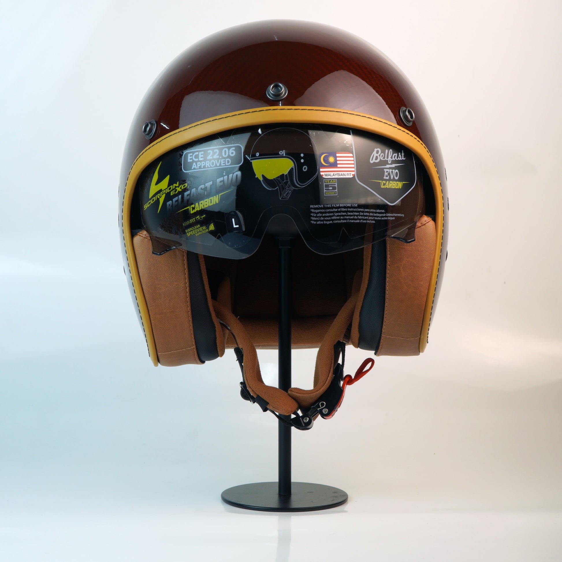 scorpion belfast helmet near me Solid Matte Metalic Blue Motorangutan tinted light or dark smoked Evo Carbon Scorpion Flip Up