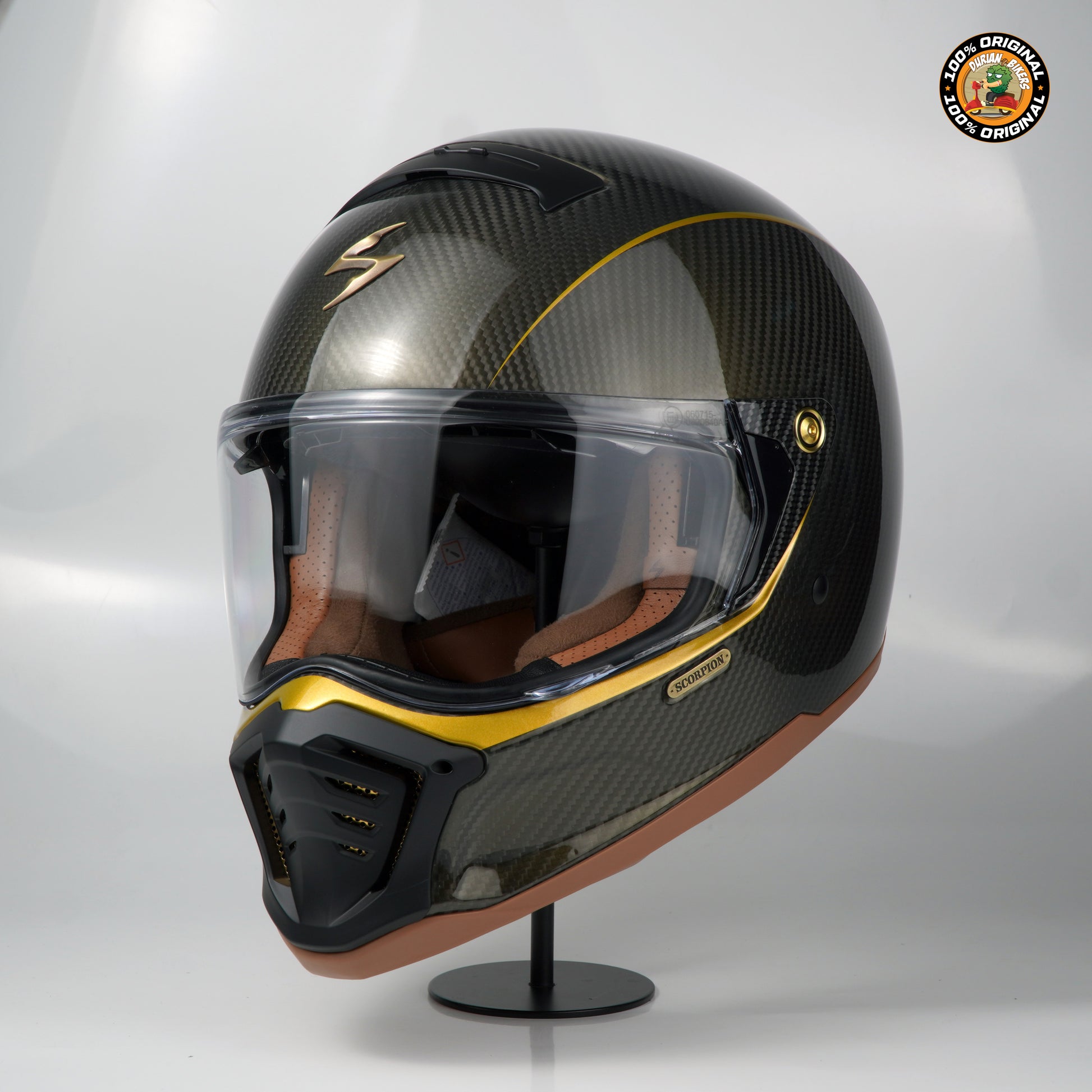 black and gold scorpion helmet Scorpion Helmet Exo-HX1 Carbon SE (Black/Gold) – Durian Bikers