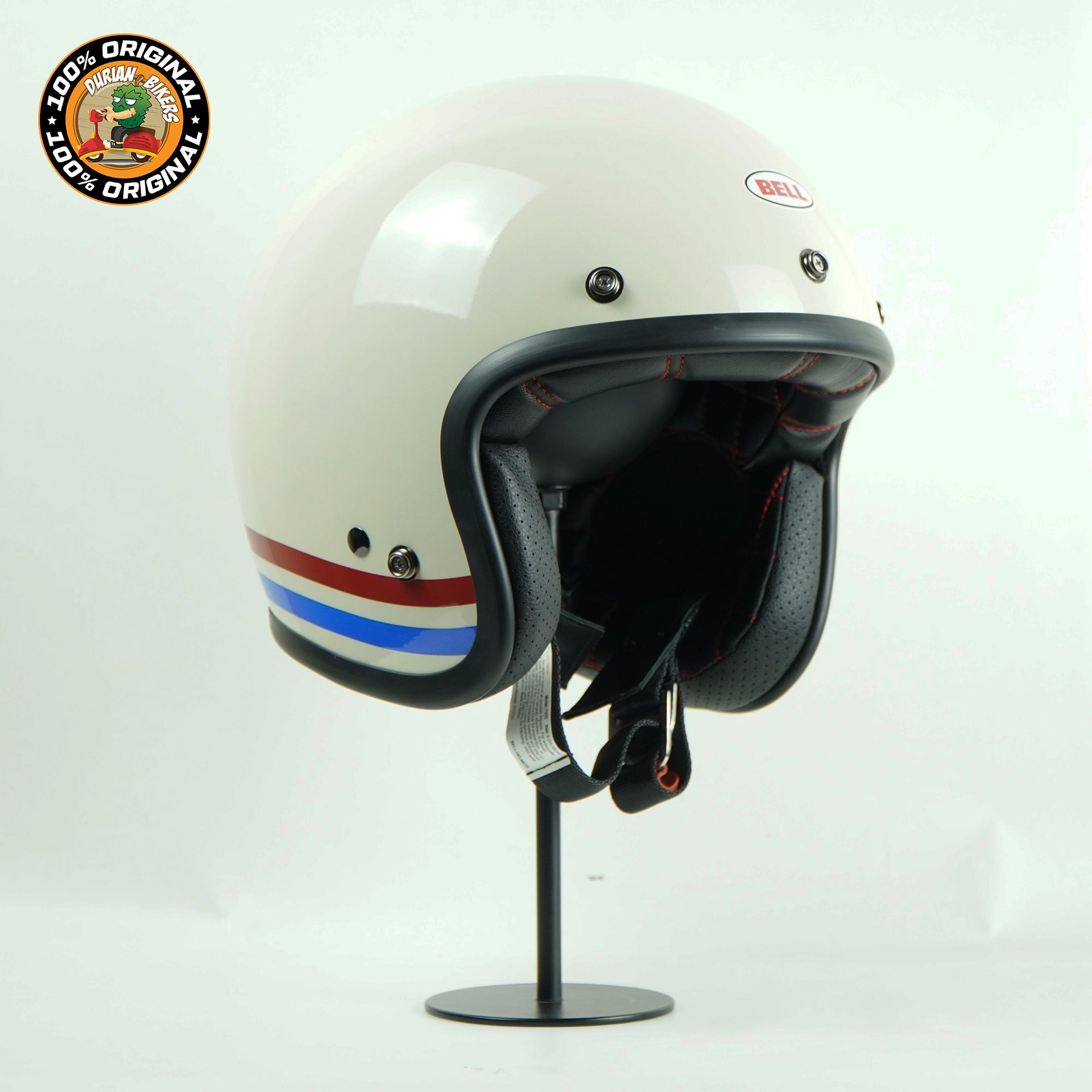 Bell Helmet Custom 500 (Stripes Pearl White) – Durian Bikers