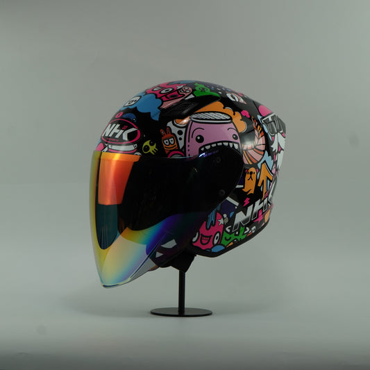 NHK Helmet S1GP S Doodles (Black/Blue Glossy)