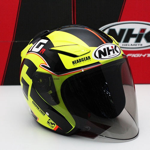NHK Helmet R1 v2.0 G10 (Yellow Flo/Black Glossy) (D-Ring)
