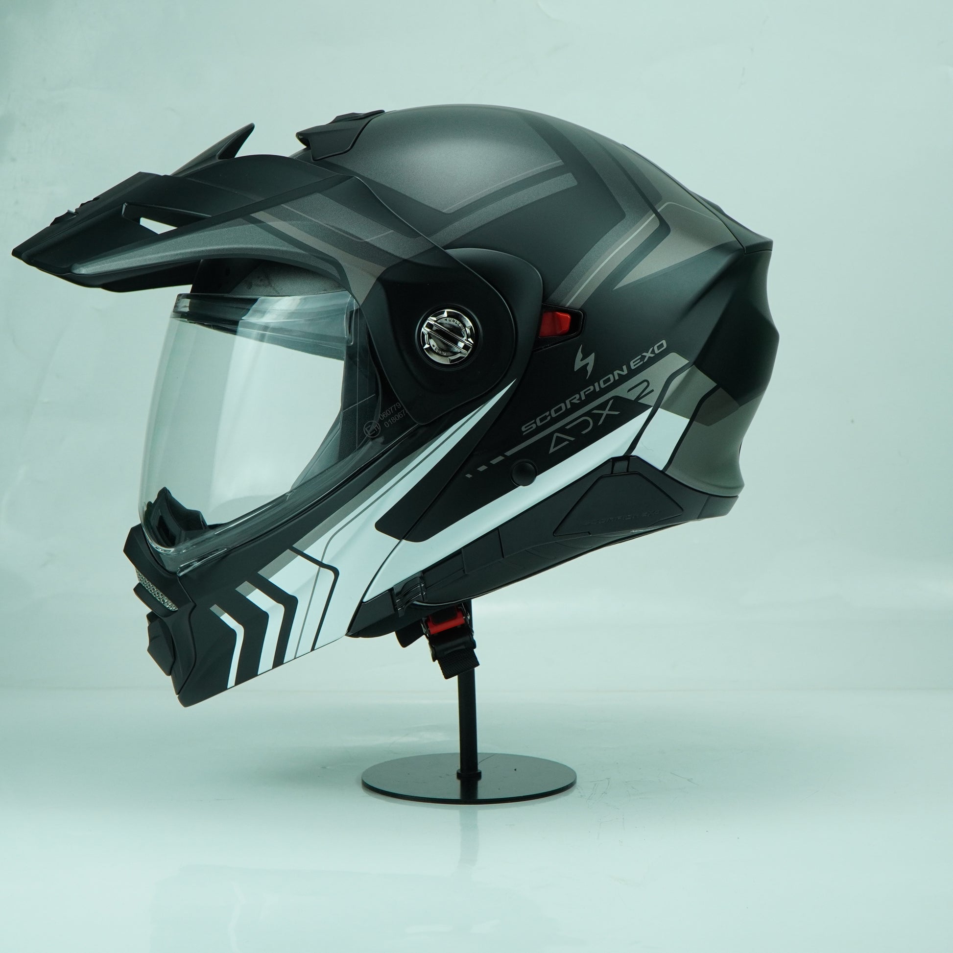 scorpion adx 2 helmet Scorpion Helmet ADX-2 (Lewis Matt Black Silver) – Durian Bikers