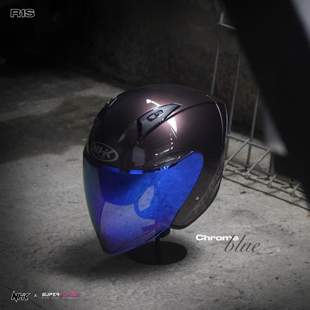 NHK R1S Visor Sparepart (Chrome Blue)