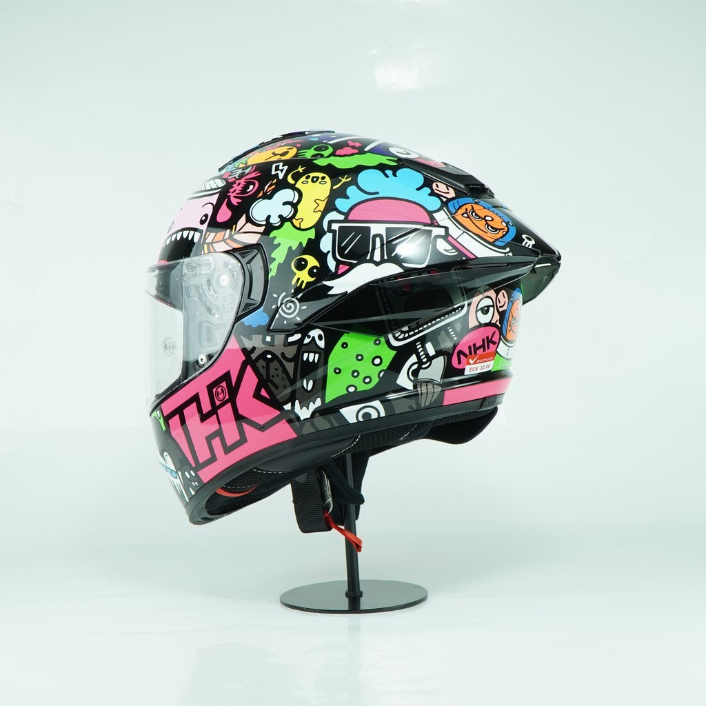 NHK Helmet K5R SV DOODLE  (Black/Blue Glossy)
