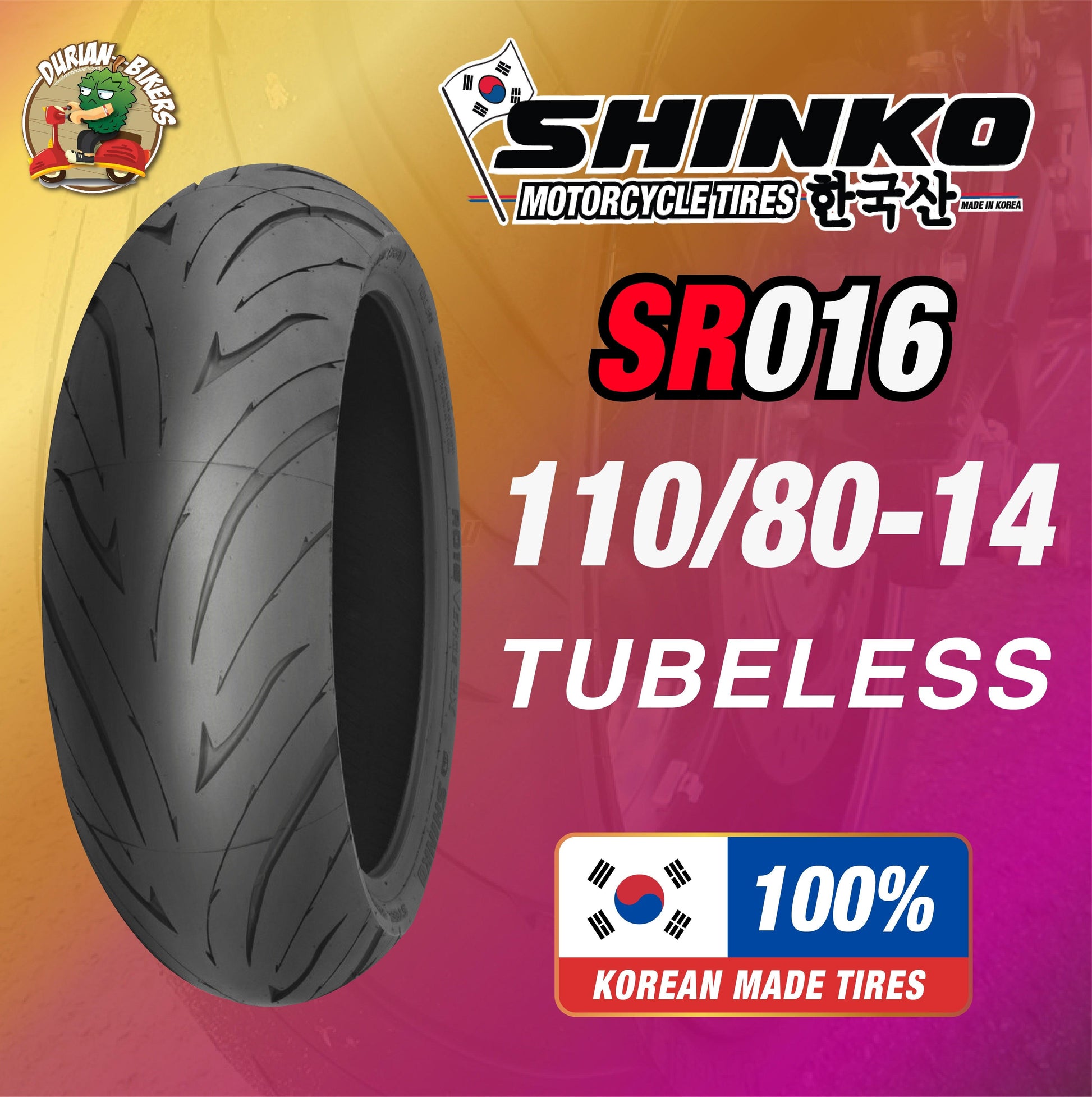 Shinko Tires SR016 Series (110/80-14) - Durian Bikers